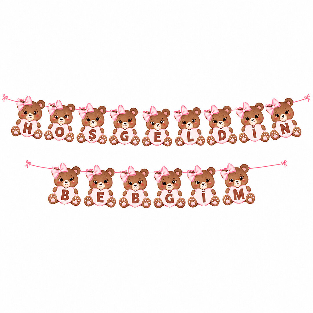 Hoşgeldin Bebeğim Ayıcık Temalı Banner Pembe - Beysüs