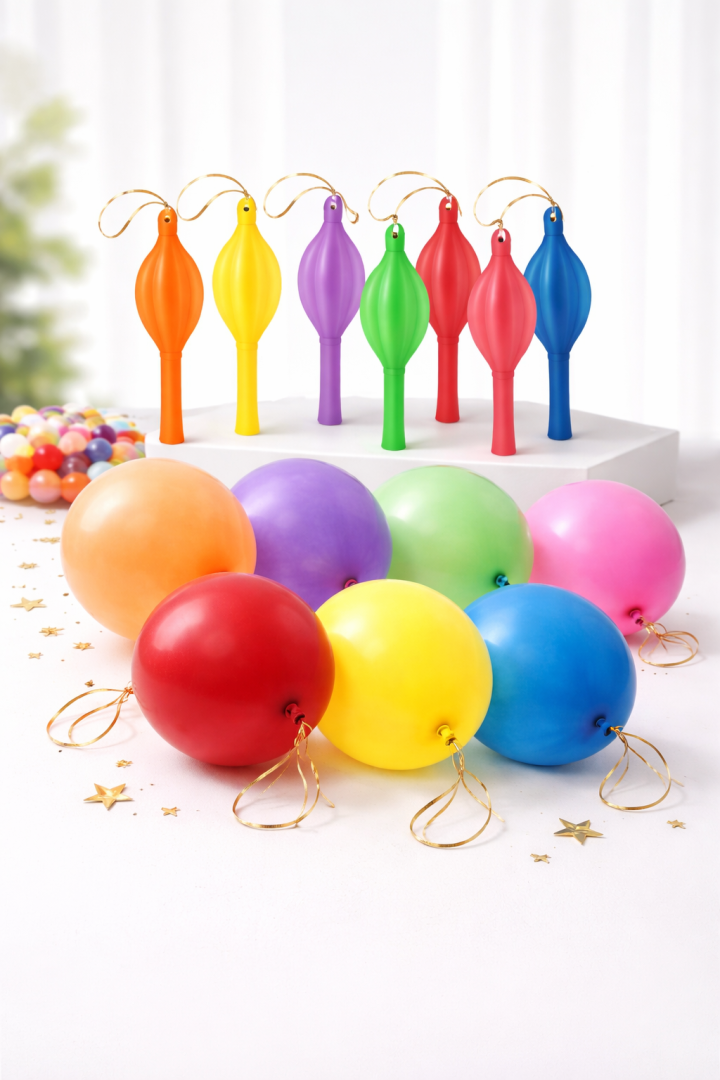 Beysüs 10 Adet Lastikli Zıpzıp Balon Ipli Büyük Balon - 1