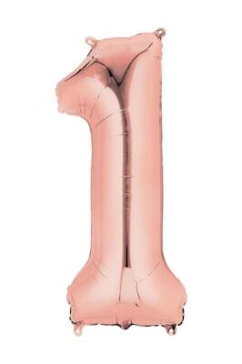 Beysüs 100 Cm Rose Gold Bakır Büyük Folyo 1 Rakam Balon 40 inc - 1