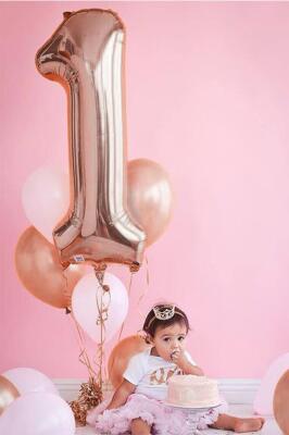 Beysüs 100 Cm Rose Gold Bakır Büyük Folyo 1 Rakam Balon 40 inc - 2