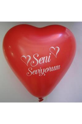 Beysüs 12 Adet Kırmızı Kalpli Seni Seviyorum Baskılı Balon Helyumla Uçan - 2