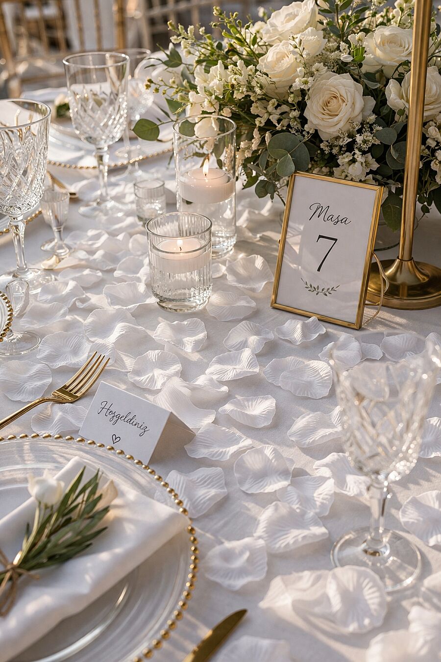 BeySüS 200 Adet Beyaz Gül Yaprakları Evlilik Teklifi Gül Yaprağı - 4