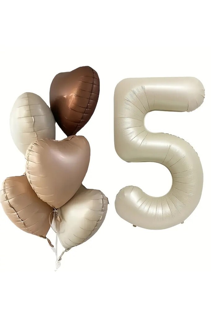 Beysüs 5 Yaş Retro Doğum Günü Balon Seti 5 Adet Kalp Balon - 2
