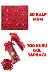 Beysüs 50 Mum 700 Kuru Gül Yaprağı Kalpli Mum ve Kuru Gül Yaprakları - 1