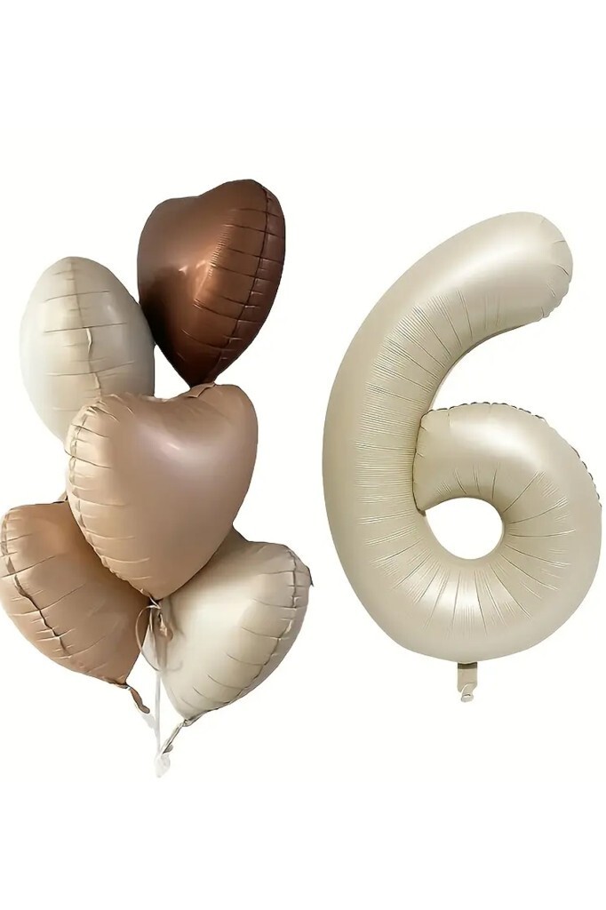Beysüs 6 Yaş Retro Doğum Günü Balon Seti 5 Adet Kalp Balon - 2
