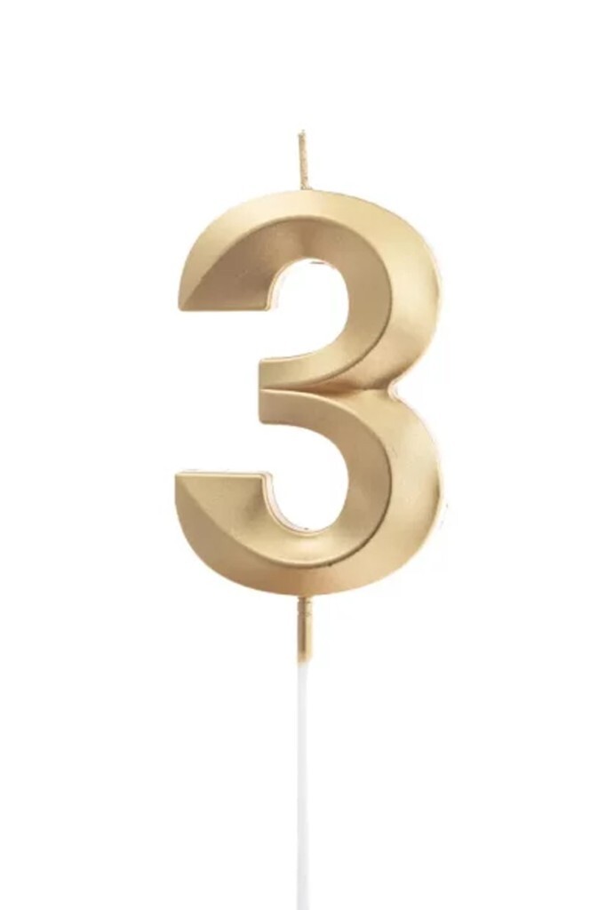 Beysüs Altın Rengi 3 Rakam Pasta Mumu - 1