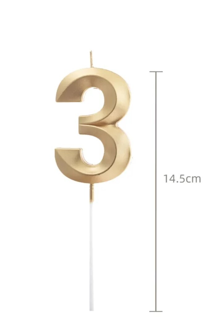 Beysüs Altın Rengi 3 Rakam Pasta Mumu - 2