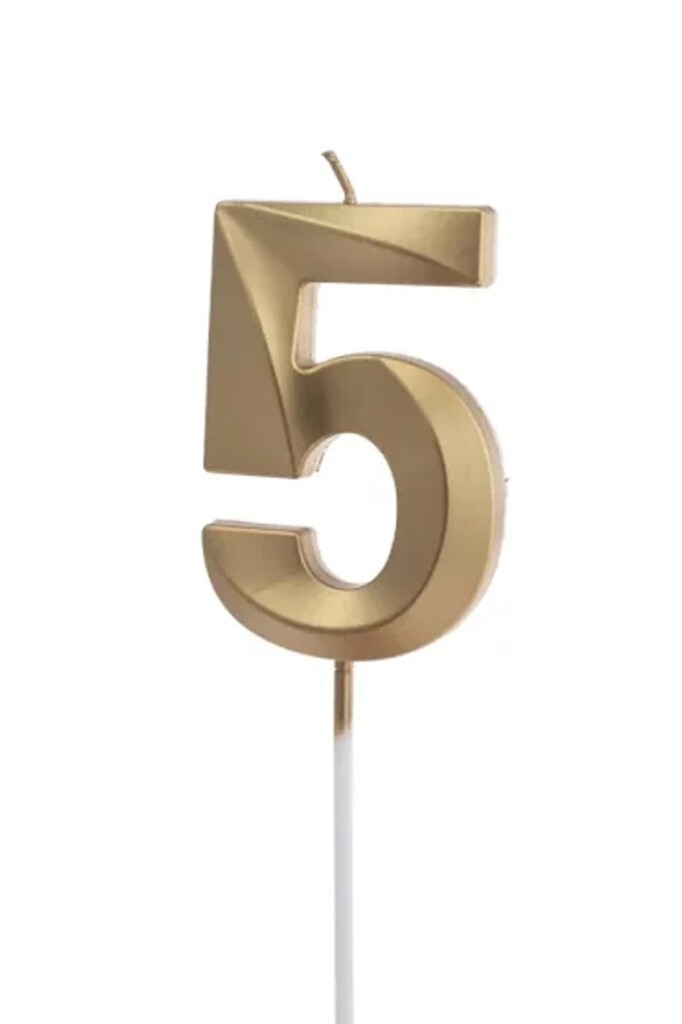 Beysüs Altın Rengi 5 Rakam Pasta Mumu - 1
