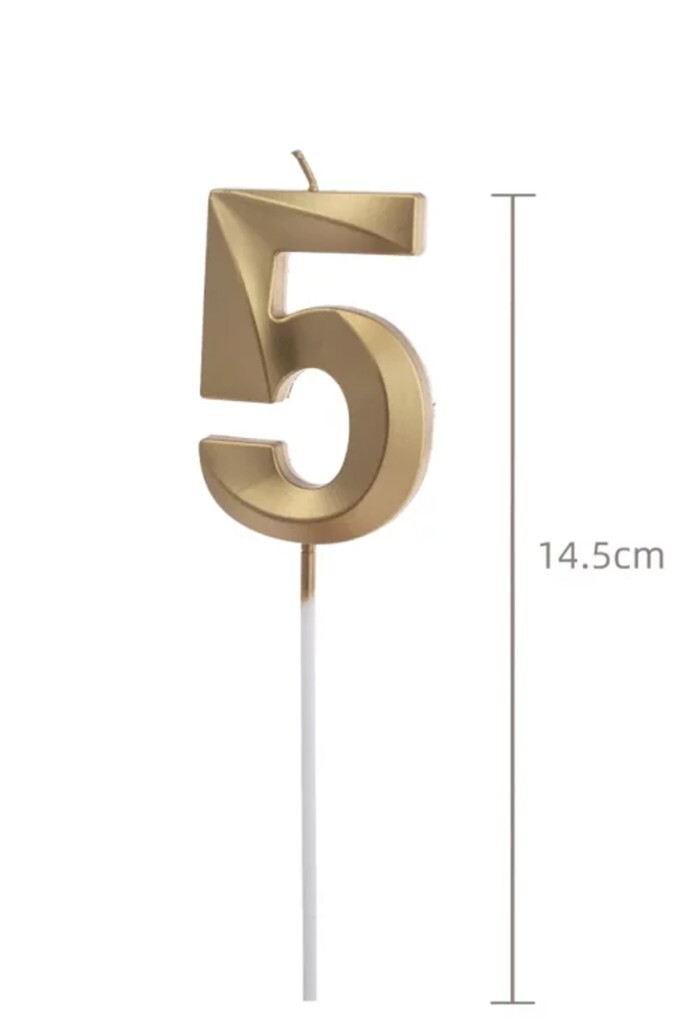 Beysüs Altın Rengi 5 Rakam Pasta Mumu - 2