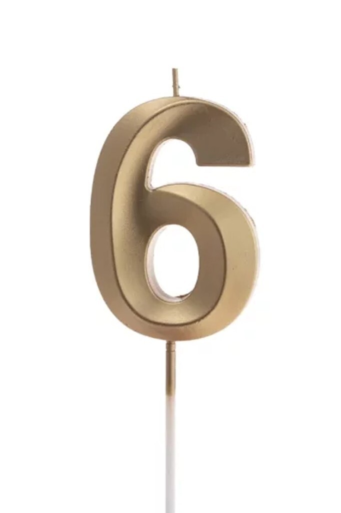 Beysüs Altın Rengi 6 Rakam Pasta Mumu - 1