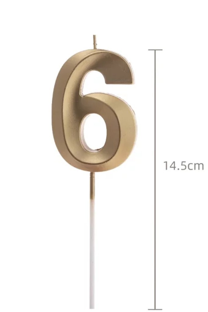 Beysüs Altın Rengi 6 Rakam Pasta Mumu - 2