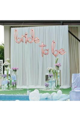 Beysüs Bride To Be Imza Folyo Balon 10 Adet Rose Gold Balon 2 Adet 16 inc Kalp Folyo Balon - 4