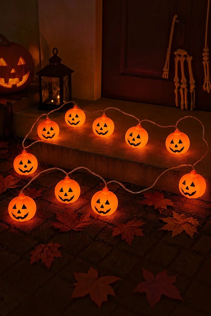 Cadılar Bayramı Halloween 10'lu Balkabağı Led Işık - 6