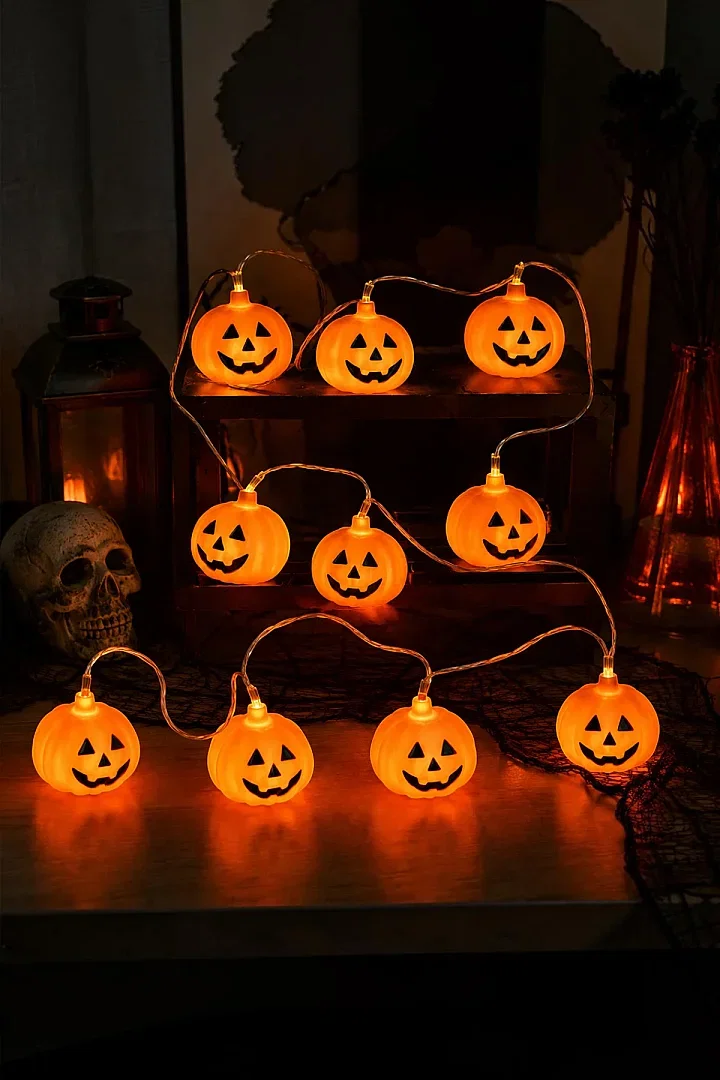 Cadılar Bayramı Halloween 10'lu Balkabağı Led Işık - 7