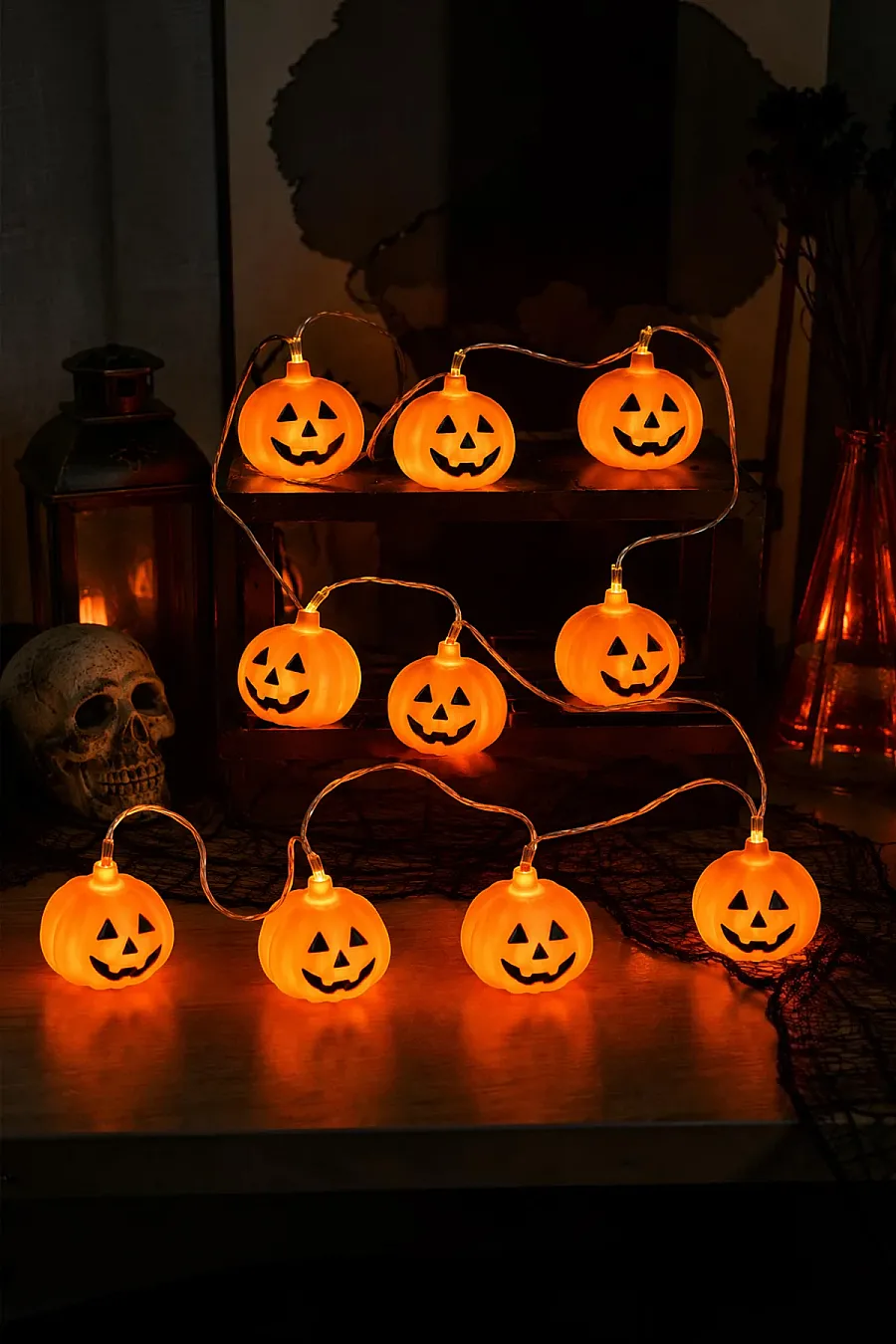 Cadılar Bayramı Halloween 10'lu Balkabağı Led Işık - 7