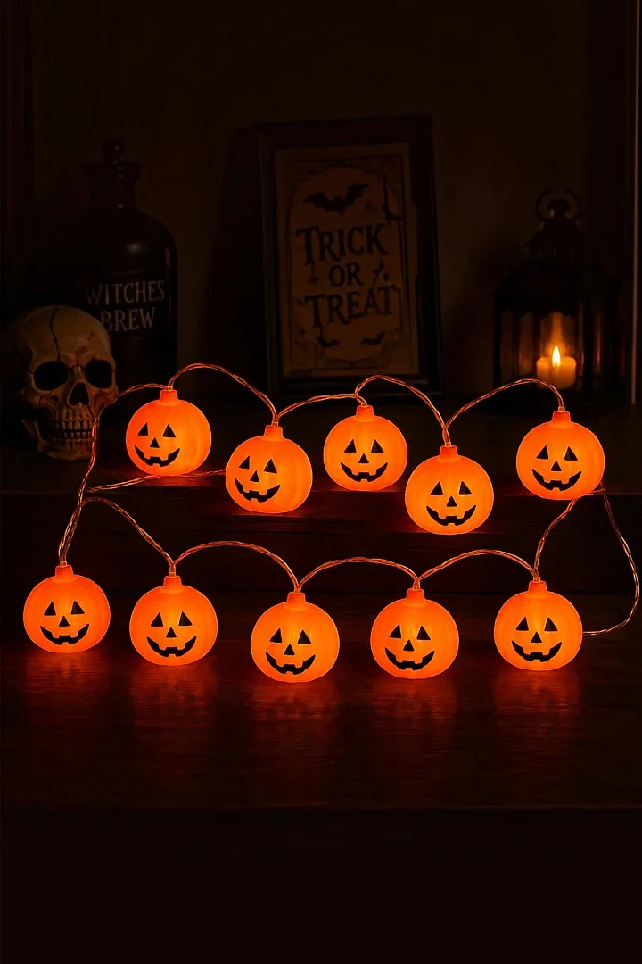 Cadılar Bayramı Halloween 10'lu Balkabağı Led Işık - 5