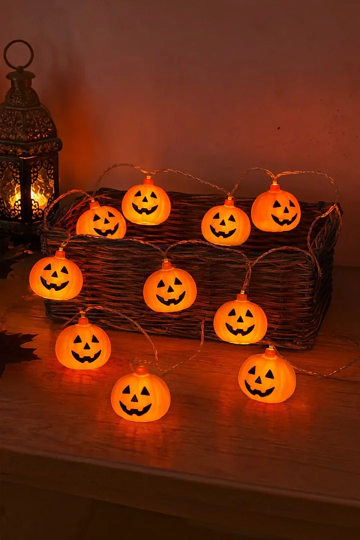 Cadılar Bayramı Halloween 10'lu Balkabağı Led Işık - 3