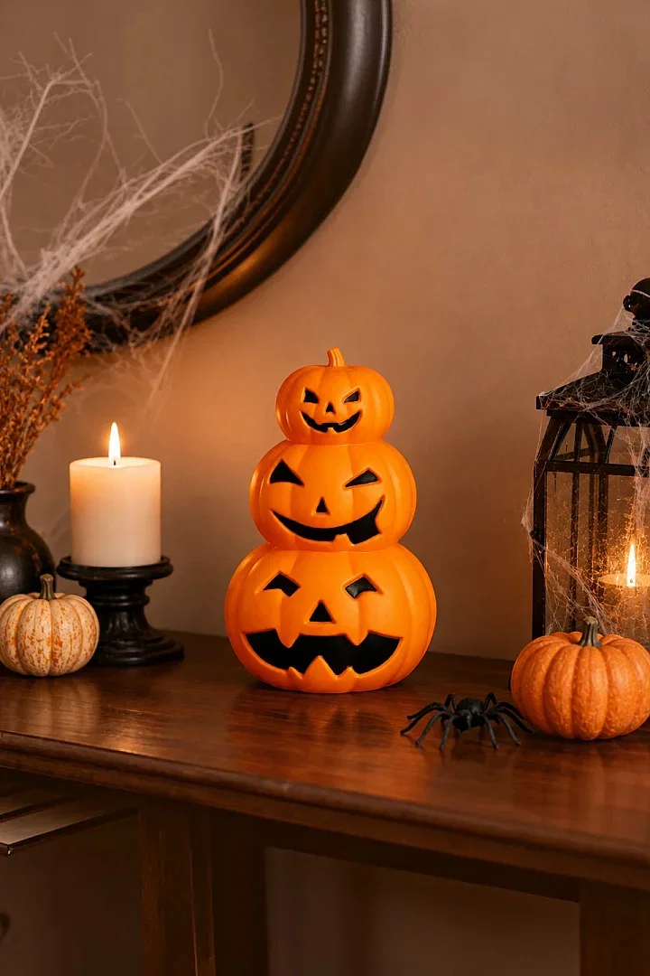 Cadılar Bayramı Halloween Balkabağı 3 katmanlı Büyük Işıklı - 1