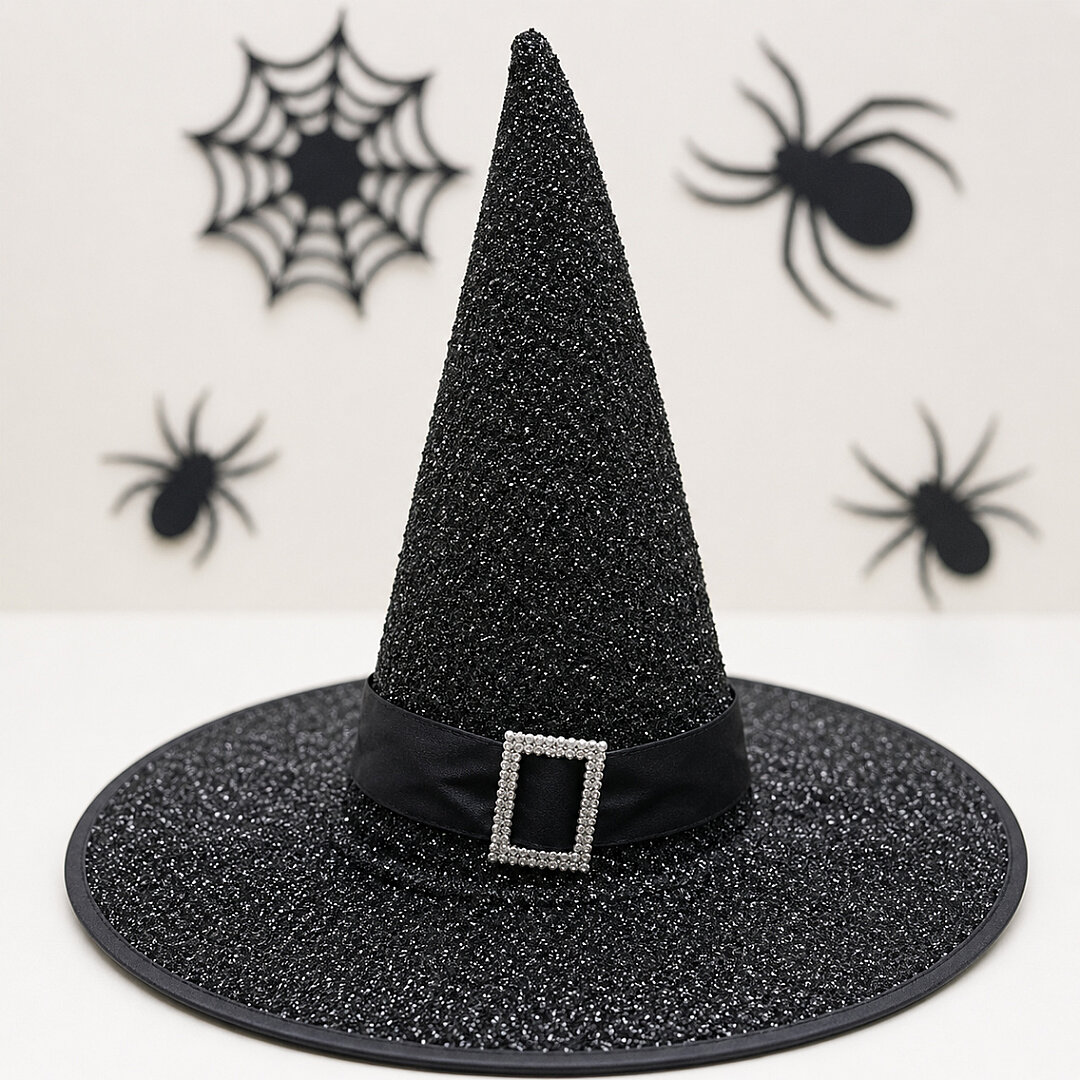 Beysüs Cadılar Bayramı Halloween Cadı Şapkası Kemerli - 4