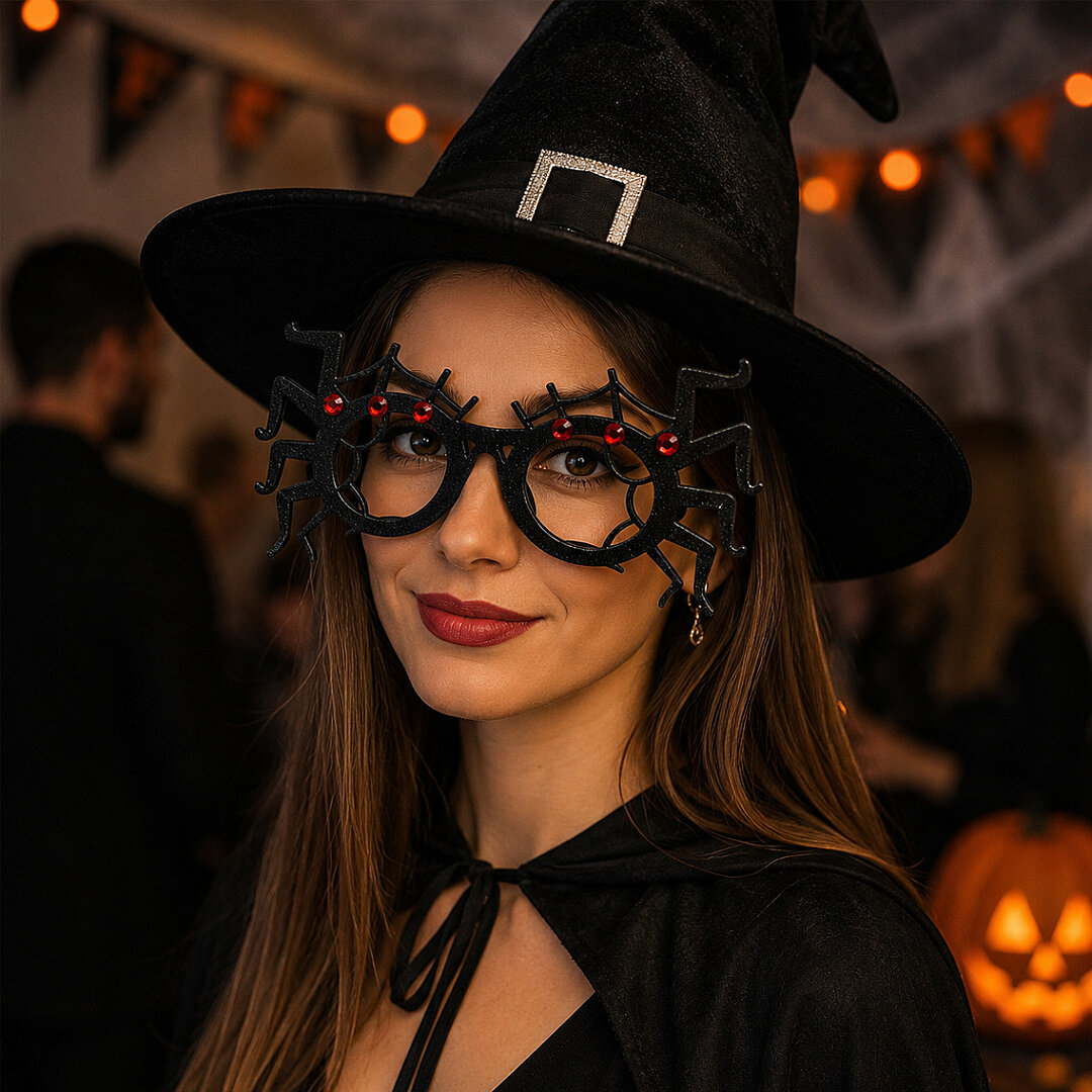 Beysüs Cadılar Bayramı Halloween Gözlük Örümcek Desenli - 1