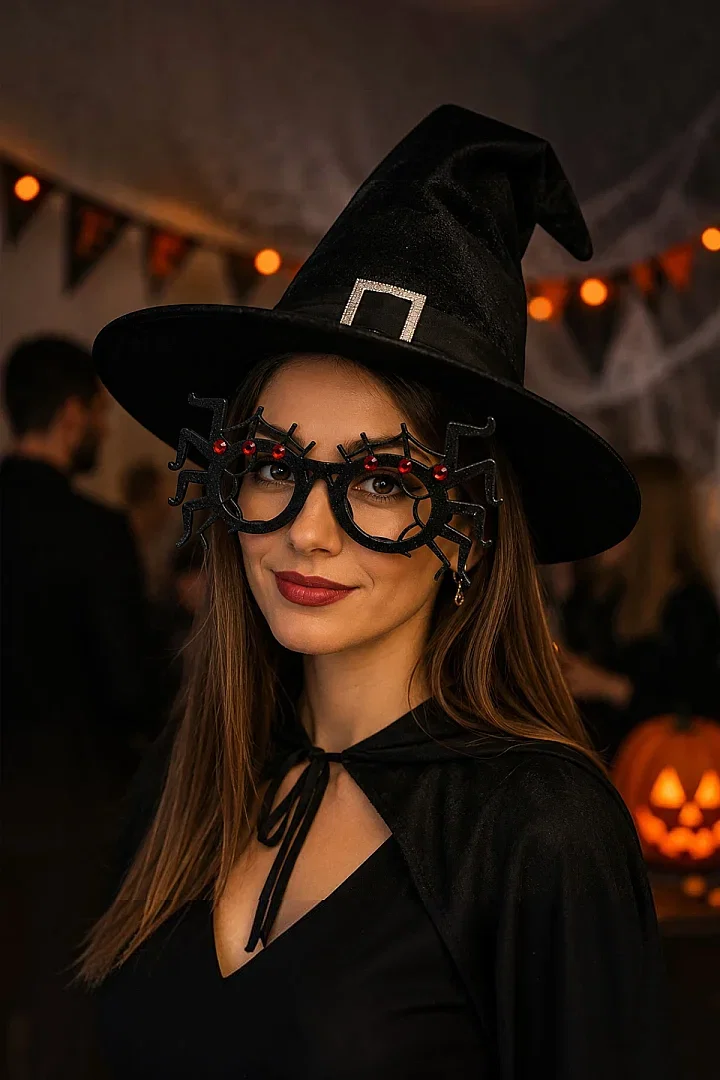 Cadılar Bayramı Halloween Gözlük Örümcek Desenli - 1