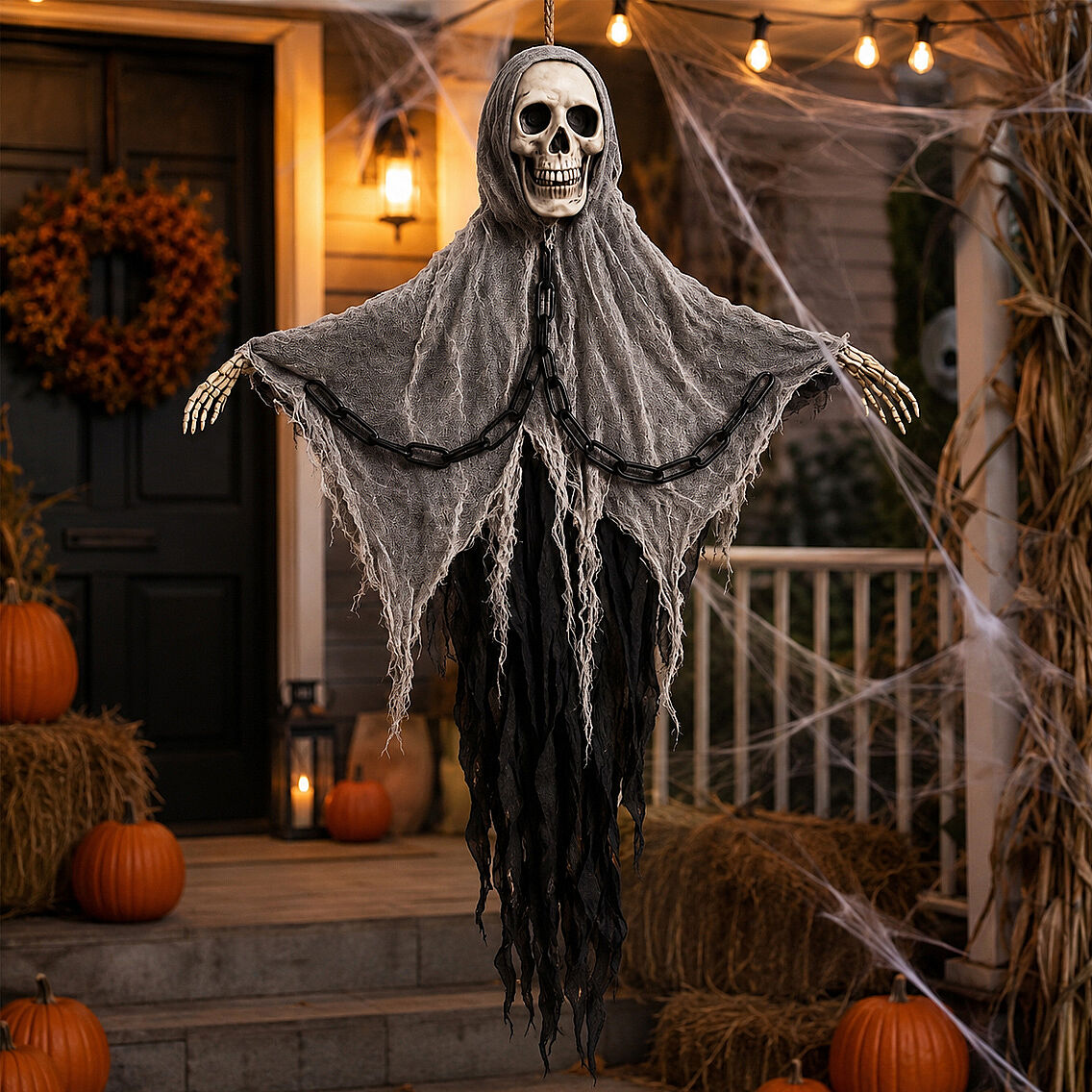 Beysüs Cadılar Bayramı Halloween Işıklı Sesli İskelet Tavan Süsü - 3