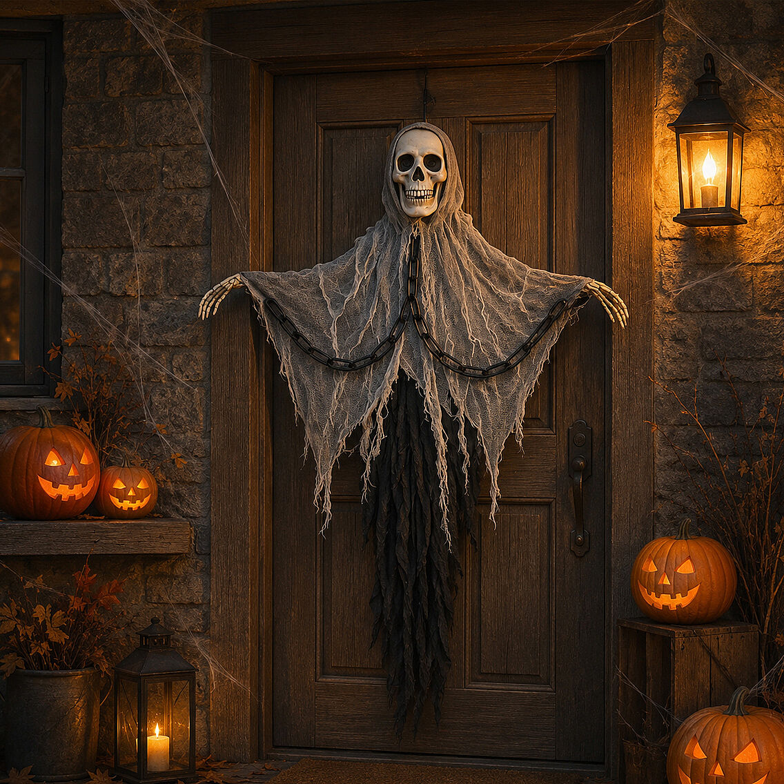 Beysüs Cadılar Bayramı Halloween Işıklı Sesli İskelet Tavan Süsü - 5