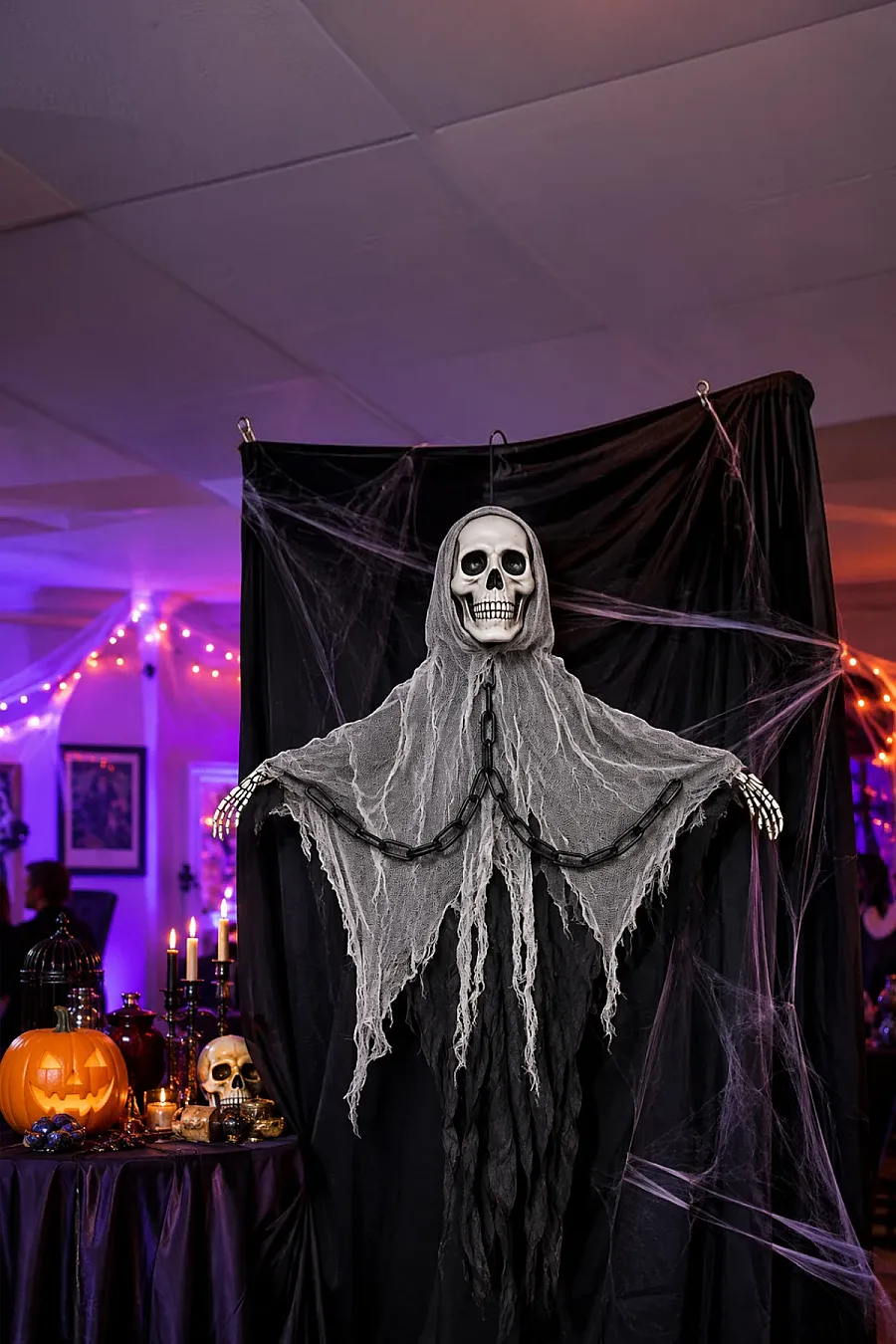 Cadılar Bayramı Halloween Işıklı Sesli İskelet Tavan Süsü - 6