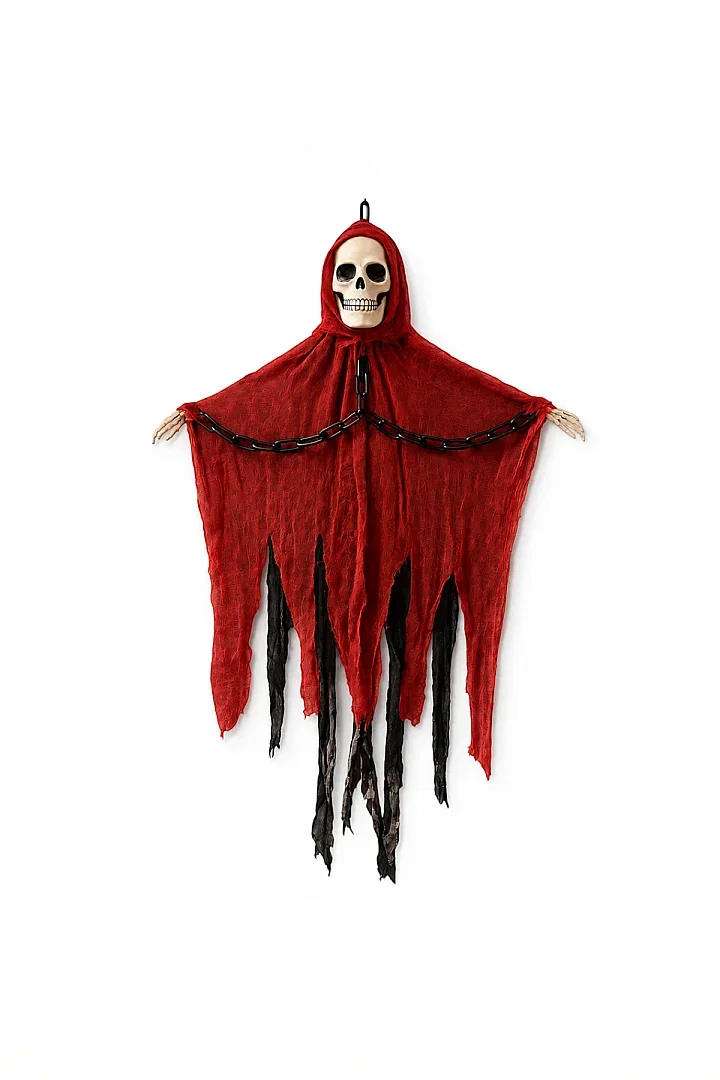 Cadılar Bayramı Halloween Işıklı Sesli Kırmızı İskelet Tavan Süsü - 5