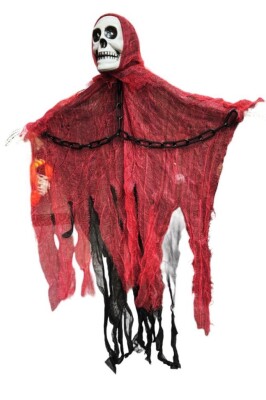 Beysüs Cadılar Bayramı Halloween Işıklı Sesli Kırmızı İskelet Tavan Süsü - 1