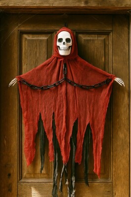 Beysüs Cadılar Bayramı Halloween Işıklı Sesli Kırmızı İskelet Tavan Süsü - 2