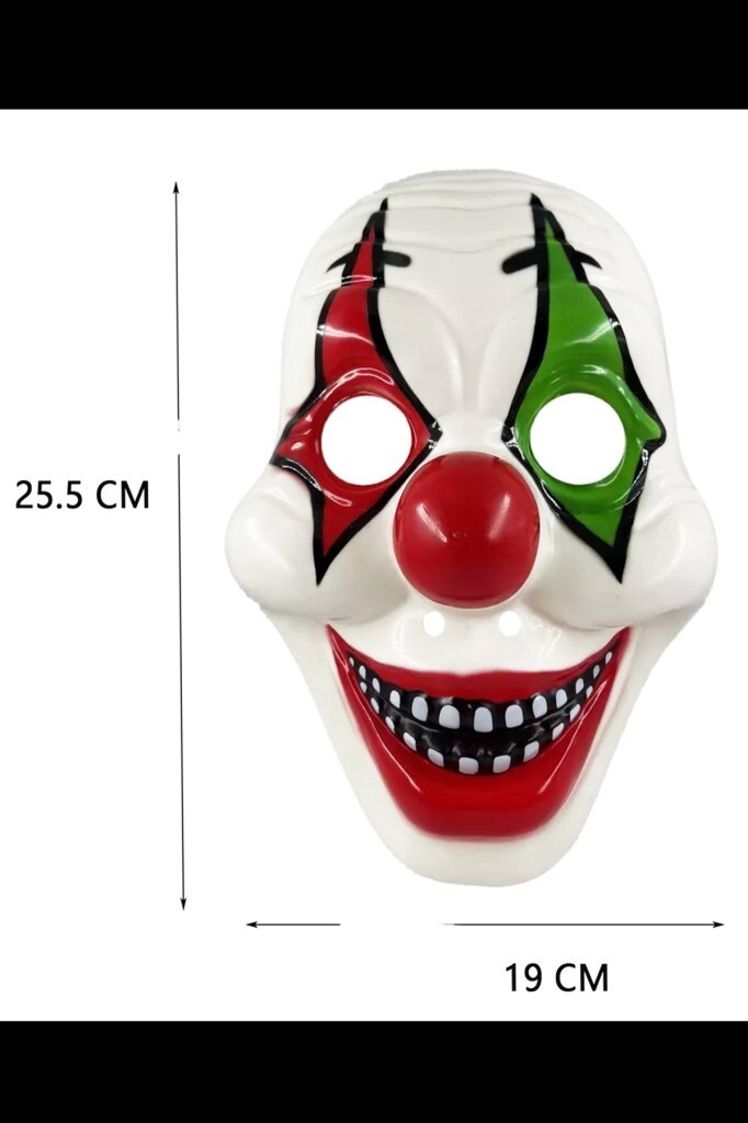 Beysüs Cadılar Bayramı Halloween Maske Palyaço Kırmızı Yeşil - 5