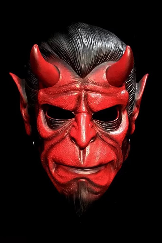 Beysüs Cadılar Bayramı Halloween Maskesi Hellboy Kırmızı Boynuzlu - 3