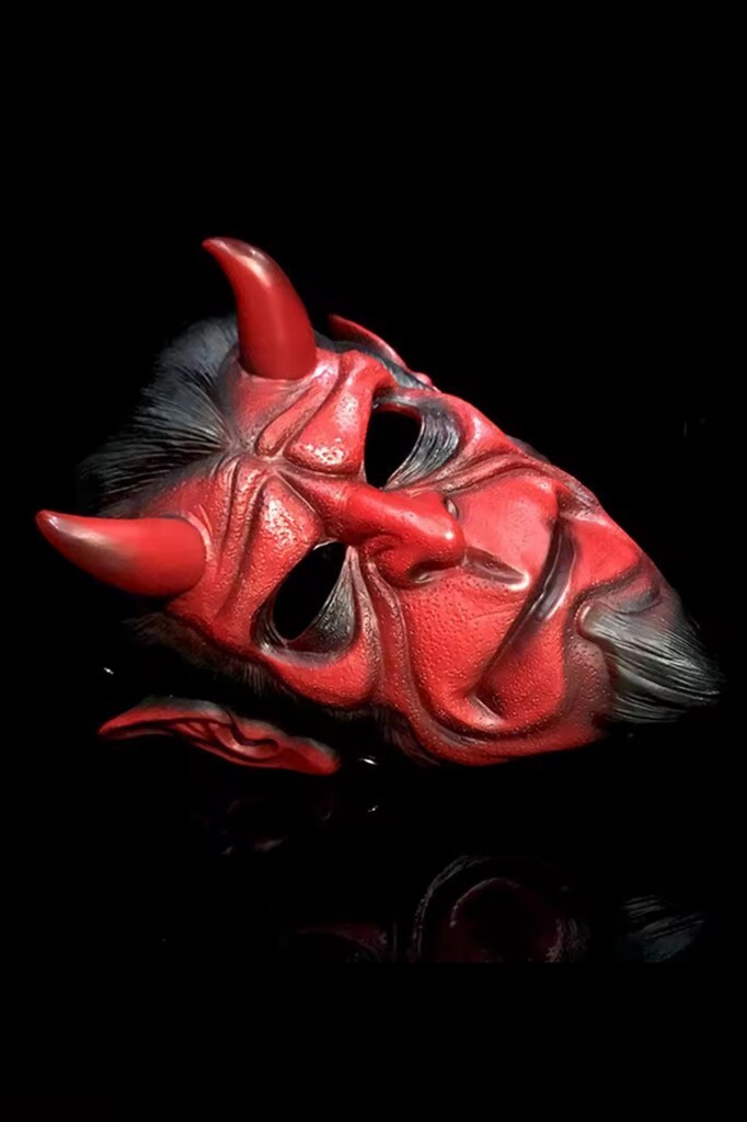 Beysüs Cadılar Bayramı Halloween Maskesi Hellboy Kırmızı Boynuzlu - 4