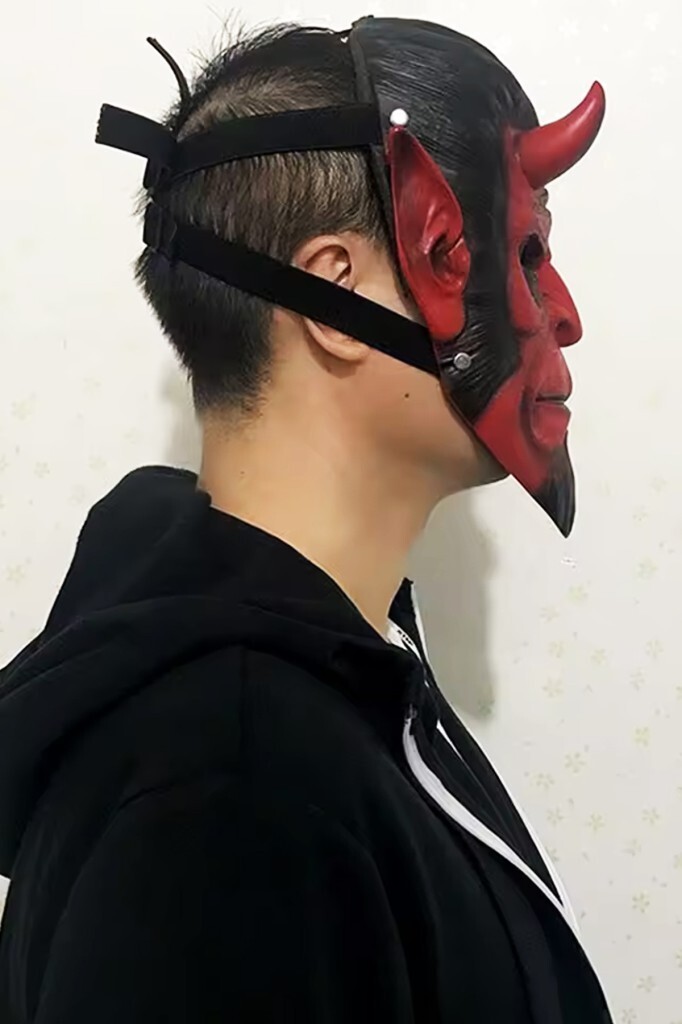 Beysüs Cadılar Bayramı Halloween Maskesi Hellboy Kırmızı Boynuzlu - 6