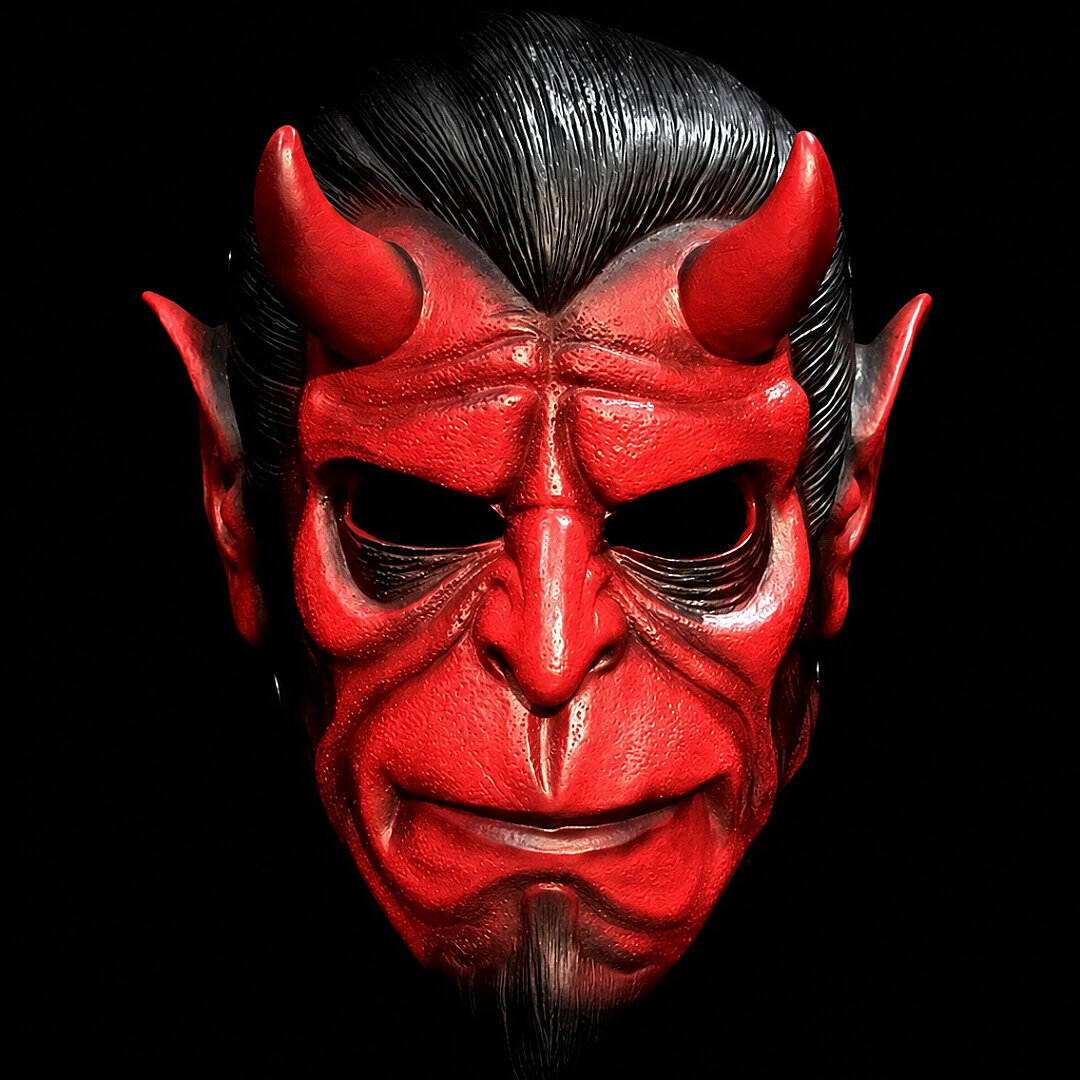 Beysüs Cadılar Bayramı Halloween Maskesi Hellboy Kırmızı Boynuzlu - 1
