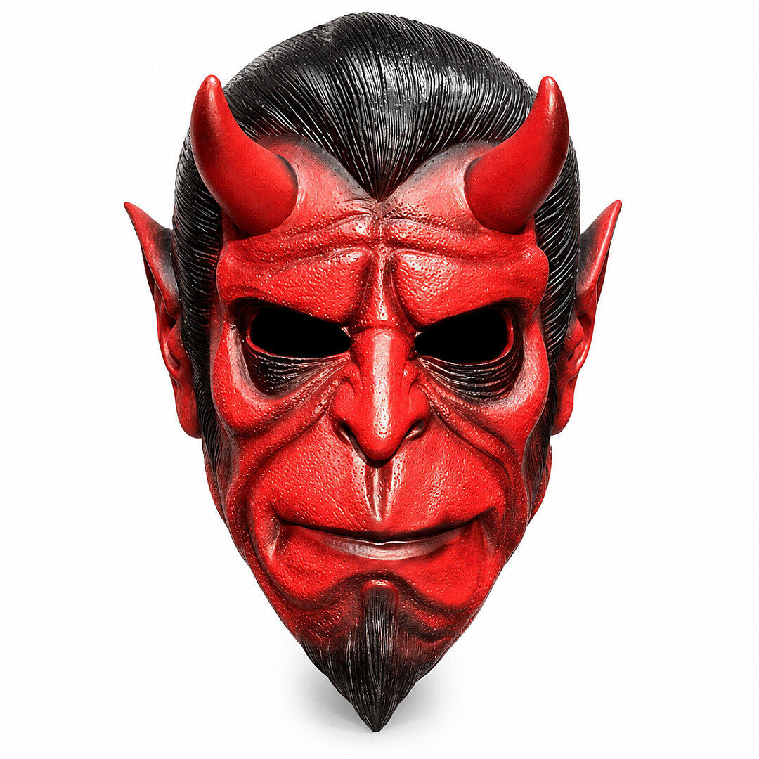Beysüs Cadılar Bayramı Halloween Maskesi Hellboy Kırmızı Boynuzlu - 2
