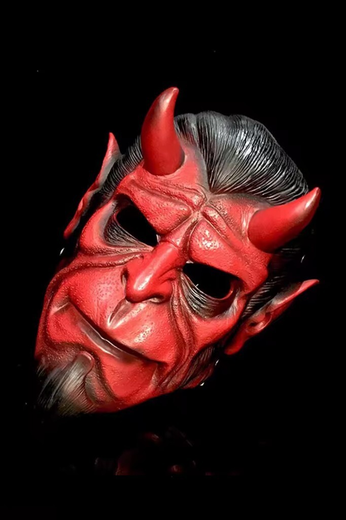 Beysüs Cadılar Bayramı Halloween Maskesi Hellboy Kırmızı Boynuzlu - 3