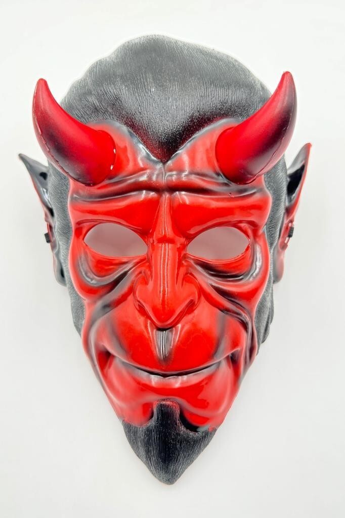 Beysüs Cadılar Bayramı Halloween Maskesi Hellboy Kırmızı Boynuzlu - 6