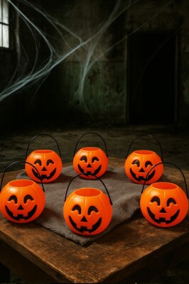 Beysüs Cadılar Bayramı Halloween Mini Balkabağı Kova 6'lı Set - 2