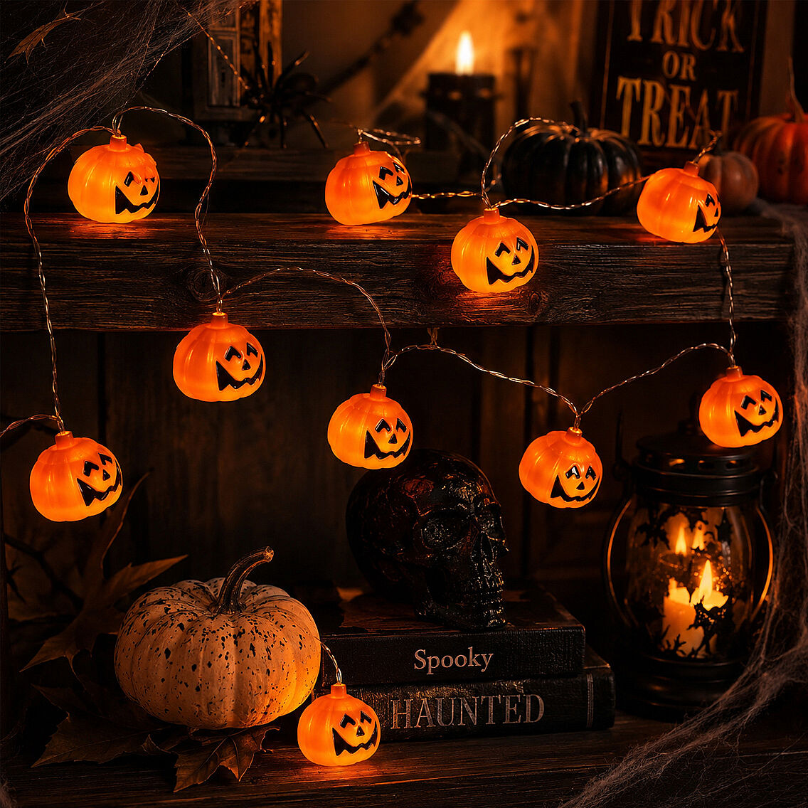 Beysüs Cadılar Bayramı Halloween Pilli Balkabağı Led 12 li - 6