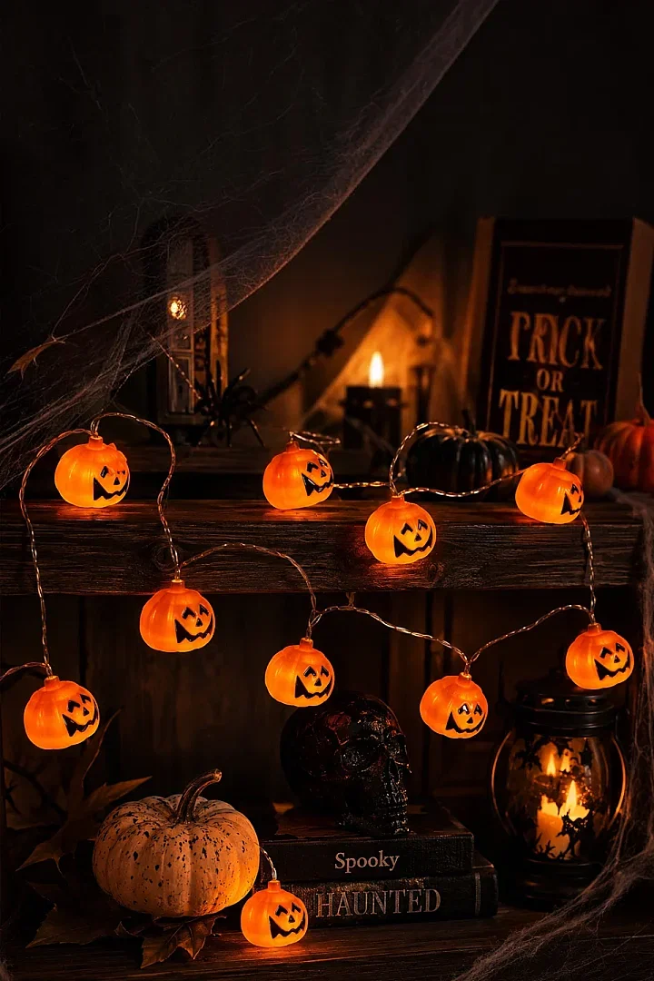 Cadılar Bayramı Halloween Pilli Balkabağı Led 12 li - 4