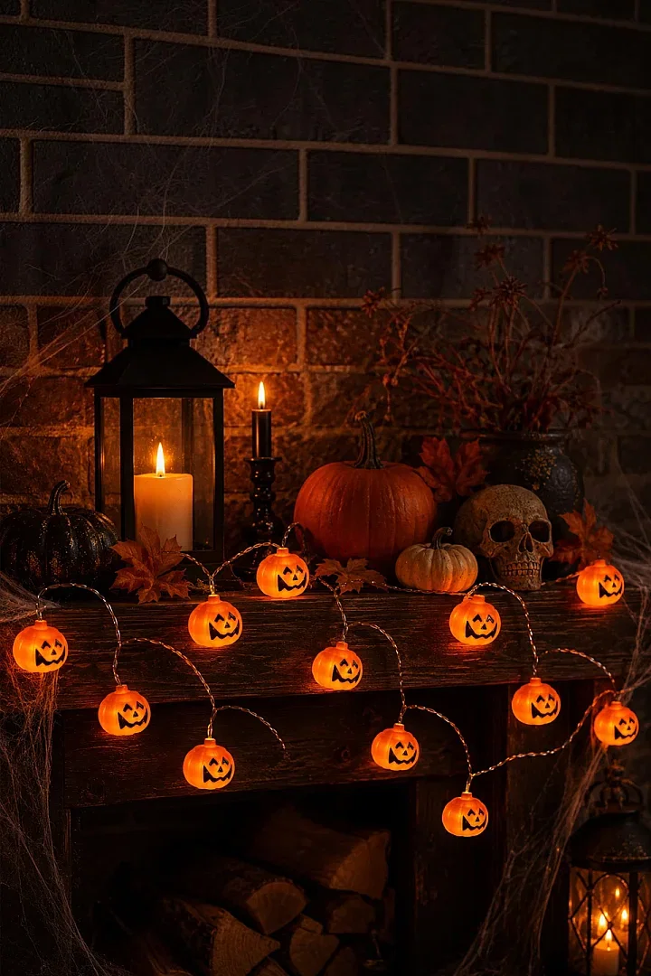 Cadılar Bayramı Halloween Pilli Balkabağı Led 12 li - 5
