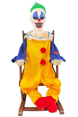 Beysüs Cadılar Bayramı Halloween Sallanan Sandalyeli Palyaço Dekor Figür Sesli Sensörlü 50 cm - 2
