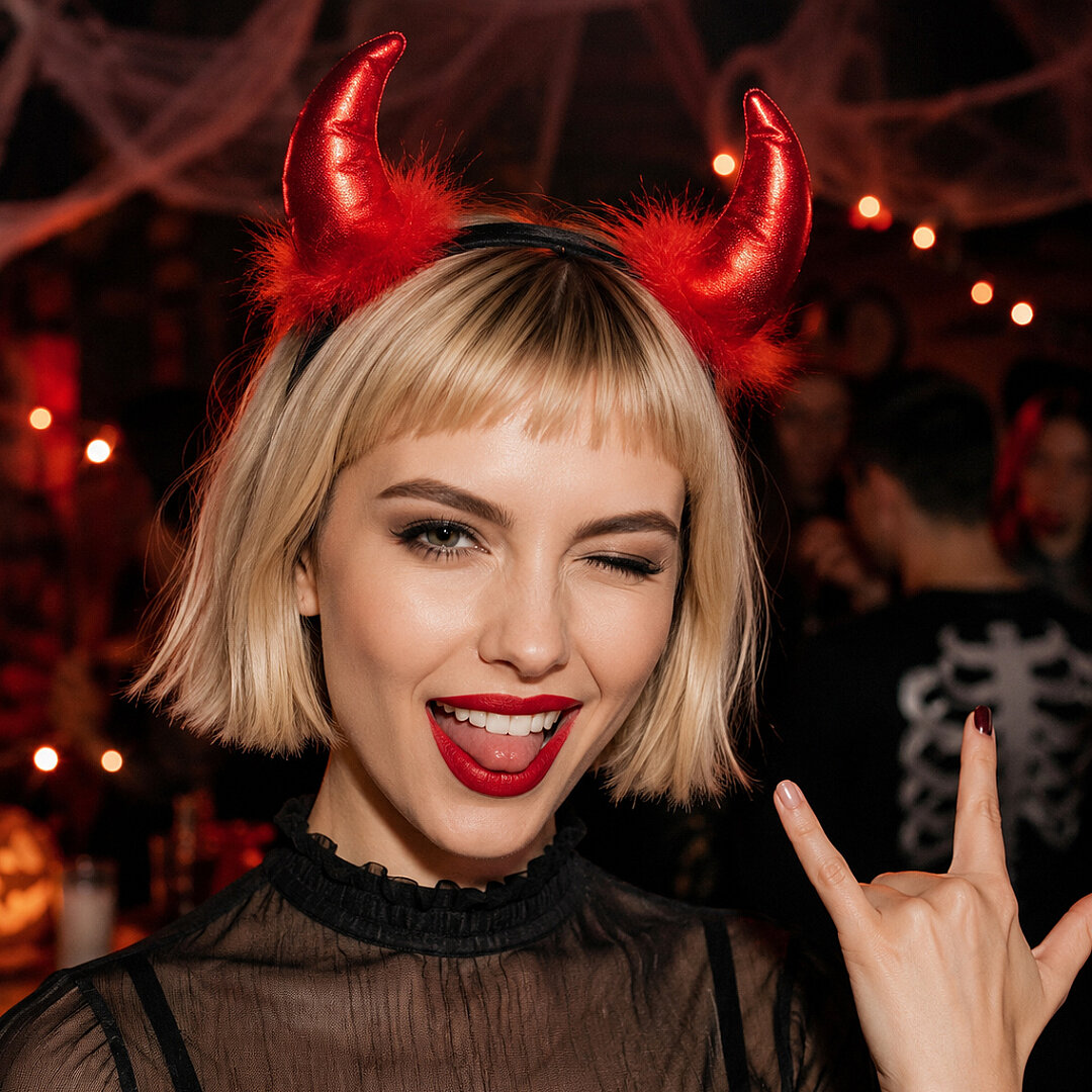 Beysüs Cadılar Bayramı Halloween Tac Boynuz Kırmızı - 3