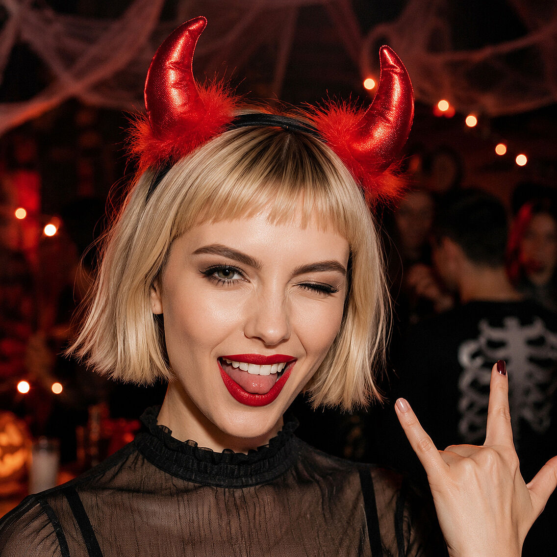 Beysüs Cadılar Bayramı Halloween Tac Boynuz Kırmızı - 3