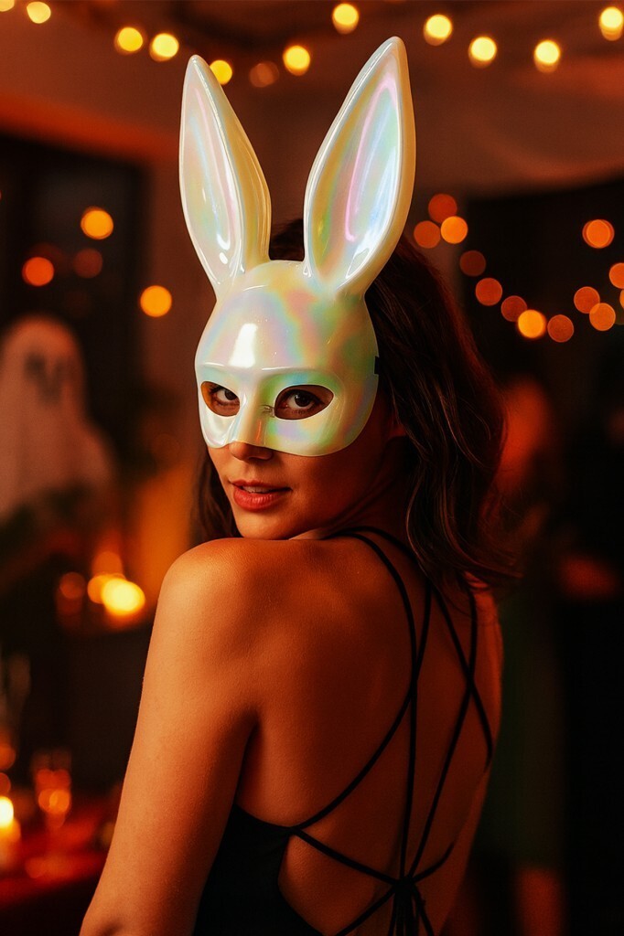 Beysüs Cadılar Bayramı Tavşan Maskesi Beyaz - 2