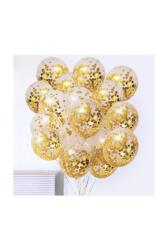 Beysüs Gold Konfetili Şeffaf Balon Seti 10 Adet - 1