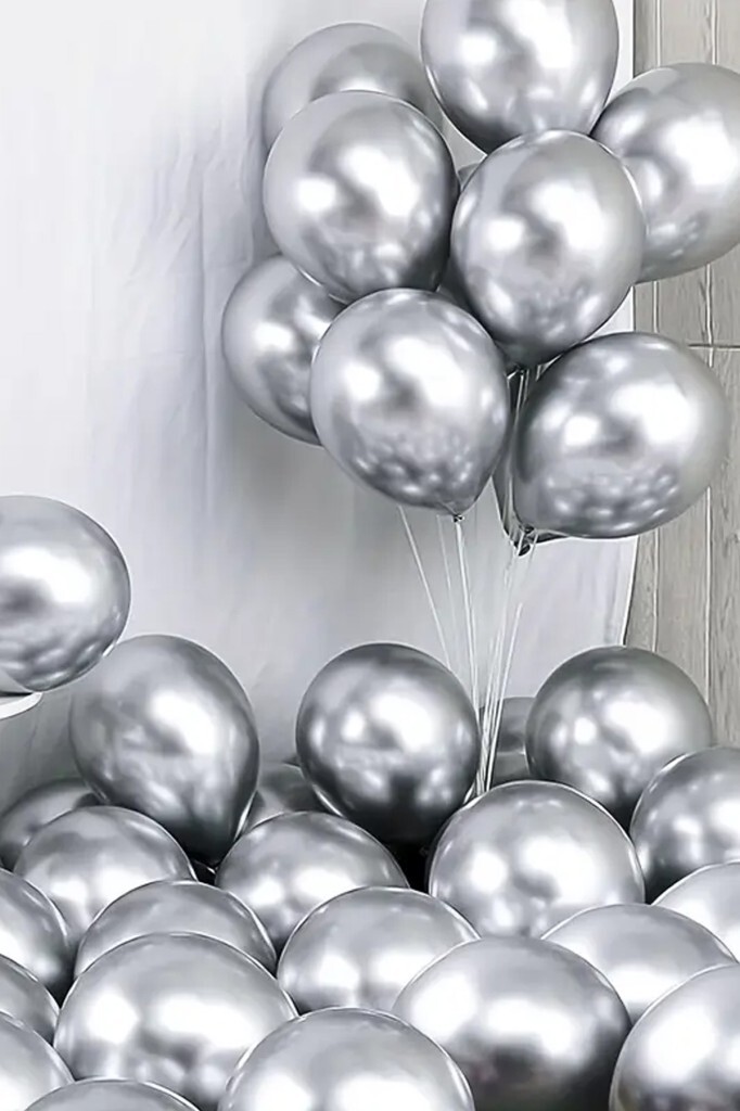 Beysüs Gümüş Krom Balon 7 adet 12inç - 3