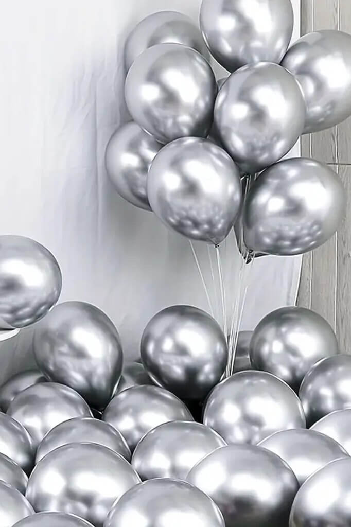 Beysüs Gümüş Krom Balon 7 adet 12inç - 3